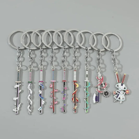 Anime Demon Slaye Sword Keychains Mini Japanese Katana Collection Souvenir Key Chains Enamel Pin Pendant Decor Exquisite Gifts