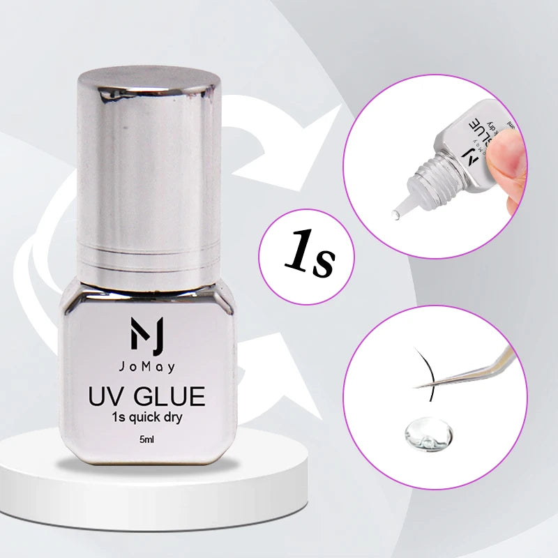 TPO-FREE 5ml UV Eyelash Extension Glue 1S Fast Drying Strong Hold Long Lasting Low Odor Adhesive for Professional Lash Techs