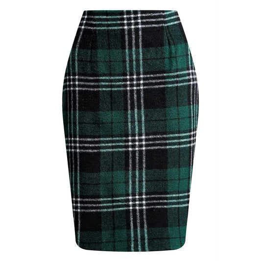 Women's Pencil Skirt in Solid & Plaid Options