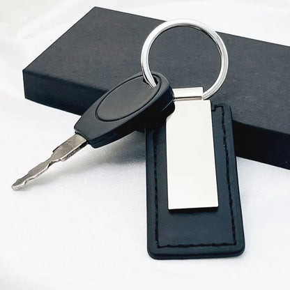 Hot Custom Logo Metal Stainless Steel for Car Moto Keychain Men and Women Keyring Leather Engraved Engraving Key Chain Gift