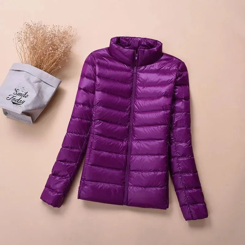 Autumn Winter New Parkas Down Coat Women's Short Stand-UP Collar Hooded Warm Cotton Padded Jacket Large Size Outcoat Female Tops
