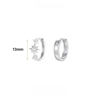 925 Sterling Silver Zircon Star Asymmetry Hoop Earrings For Women Party Classic Fine Jewelry Small Niche Minimalist Accessories