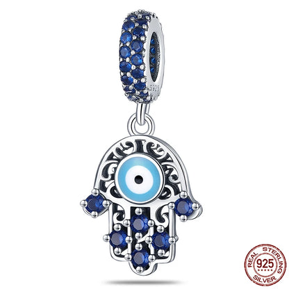 100% Real 925 Silver Classic Devil's Eye Charms Beads For Women Fit Original Qikaola Bracelets Fine DIY Jewelry Making