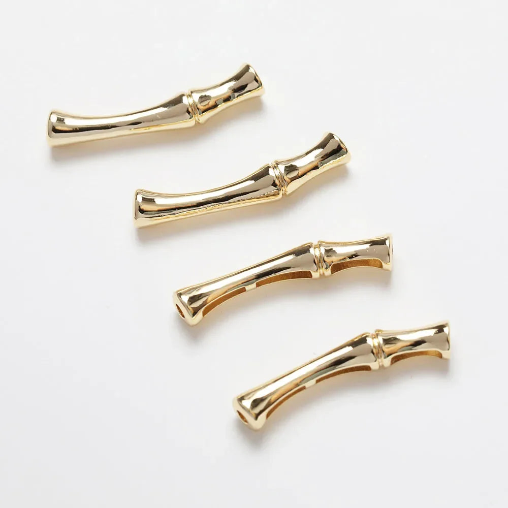 4PCS Dainty Slub Shape Necklace Connectors Jewelry Making Bracelet Supplies 14k Gold Plated  DIY Brass Accessories 5*30mm
