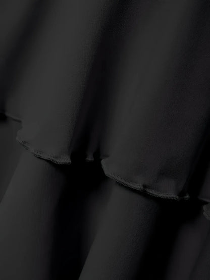 Plus Size Women's Ruffled Mini Skirt High Waist Tiered Layered Drawstring Casual Skirt