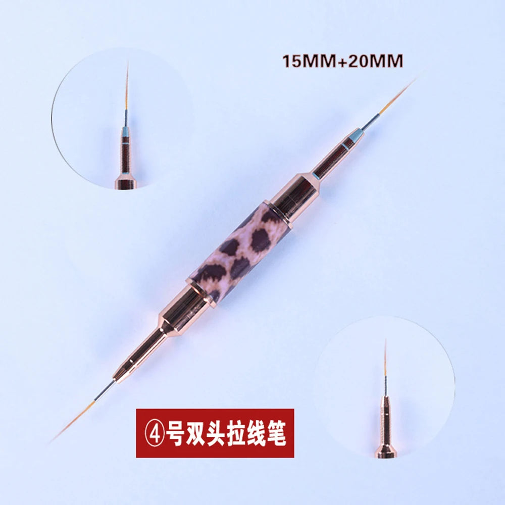5-25mm Leopard Print Nail Art Brushes Double HeadLiner Brush Striping Drawing Painting Nail Design Brushes Manicure Thin Details
