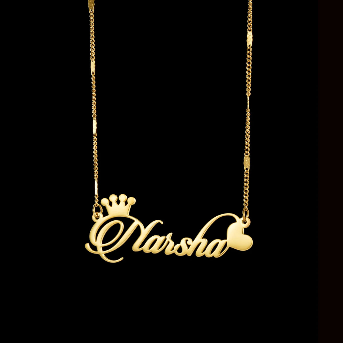 Atoztide Personalized Custom Name Necklace for Women Stainless Steel Crown Heart Nameplate Figaro Chain Birthday Jewelry Gift