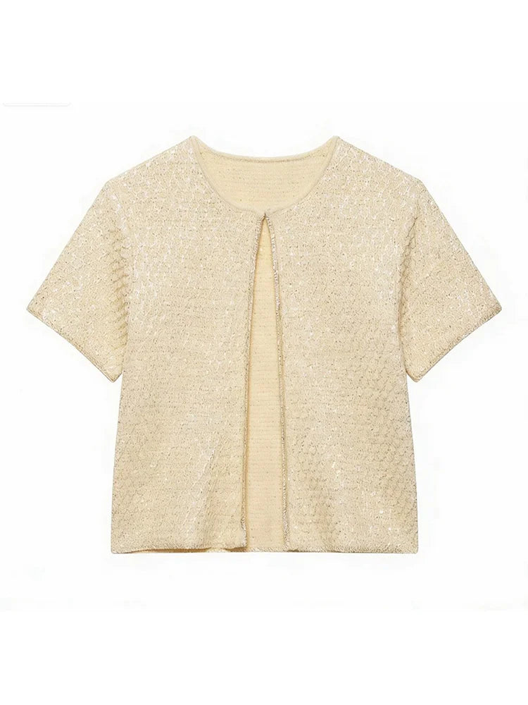 Women's Tank Tops Knitted Sequined Vests Summer Female Square Collar Sleeveless Backless Bodycon Crop Top Chic Lady Knitwear New