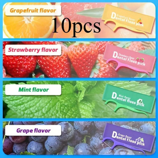 100 Count Per Box Individually Packaged Disposable Portable Fruit Flavored Mint Dental Floss Sticks Toothpick Thread Interdental