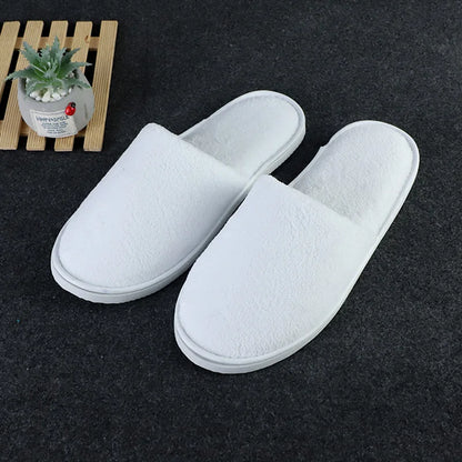 5 Pairs/Lot Winter Cotton Slippers Men Women Disposable Hotel Slippers Home Plush Slides Travel SPA Hospitality Guest Footwear