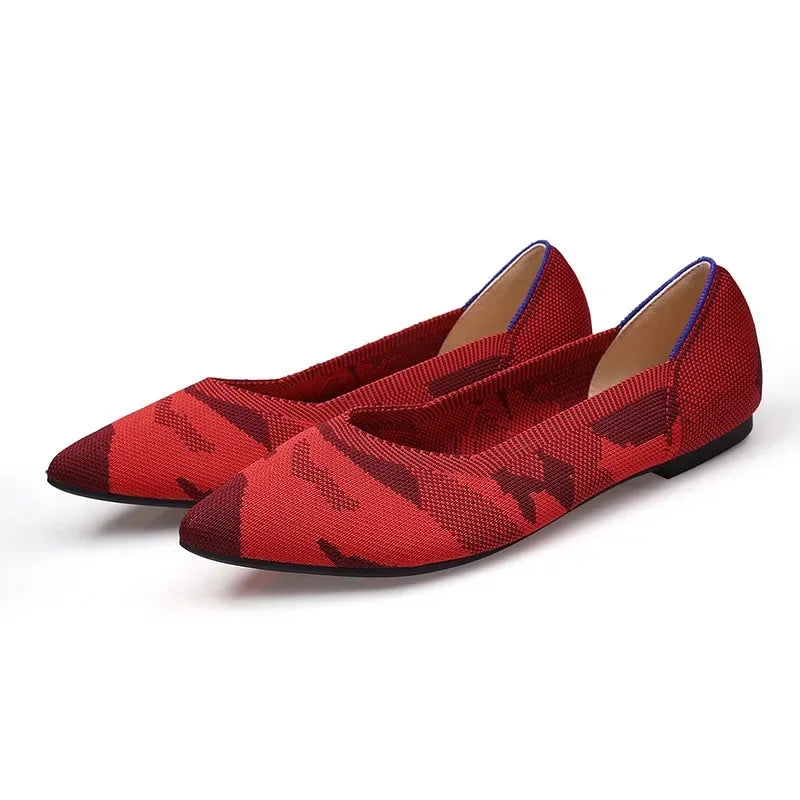 Women's Shoes Mesh Breathable Pointed Toe Flat Shoes Fashion Soft Bottom Knitted Shoes Female Casual Slip on Footwear Loafers85