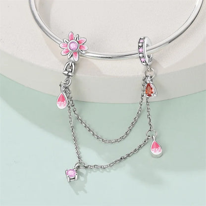 Spring Day 925 Sterling Silver Sunflower Azalea Peony Butterfly Flower Charms Beads Fit 3mm Bracelets DIY Fine Jewelry Making
