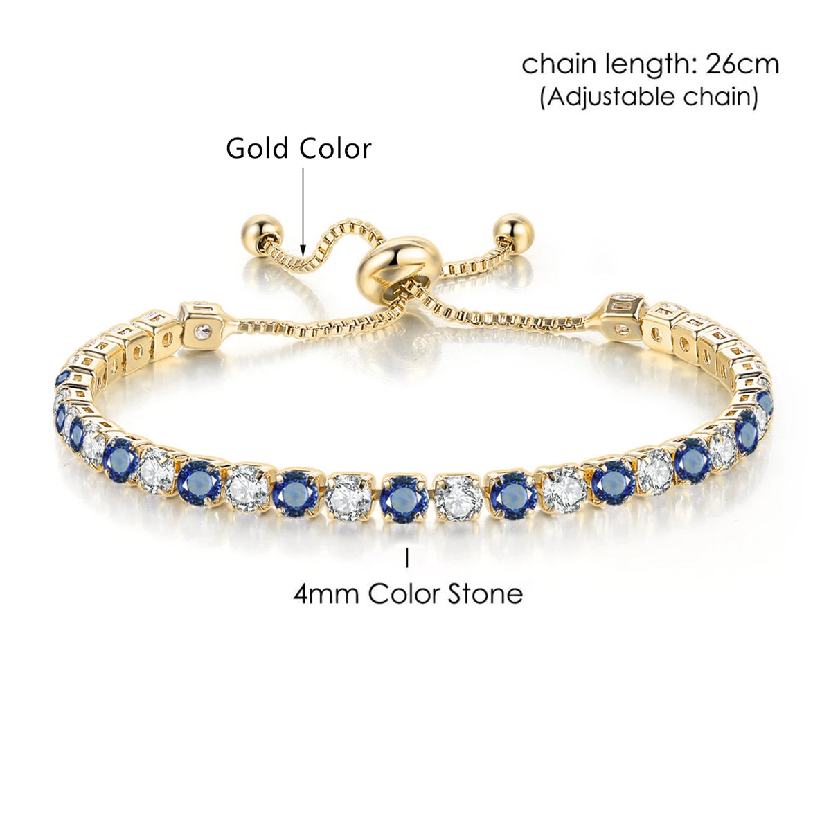 Adjustable Multicolor Tennis Bracelets for Women Ladies Wedding Rainbow Colorful Zircon Charm Bracelet Hand Chain Jewelry DZH043