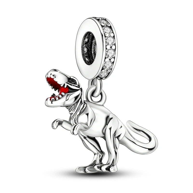 MULA 925 Sterling Silver Dinosaur Charms Pendant Beads Fit Original Pan Snake Chain Bracelet DIY For Women Jewelry Gift