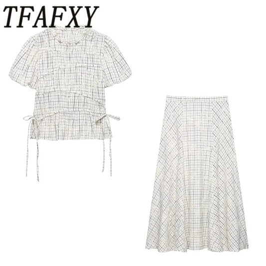 Women's Checked Top, Skirt & Set Options