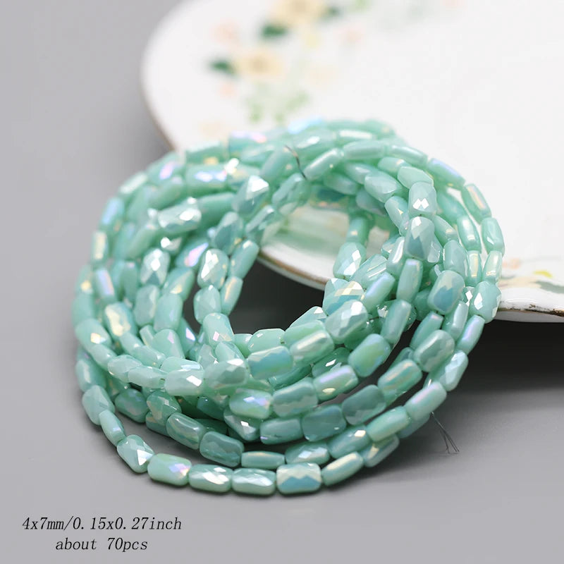 70pcs/lot Color Faceted Square Loose Beads Crystal Glass Beads Faceted Loose Spacer Beads for Jewelry Making DIY