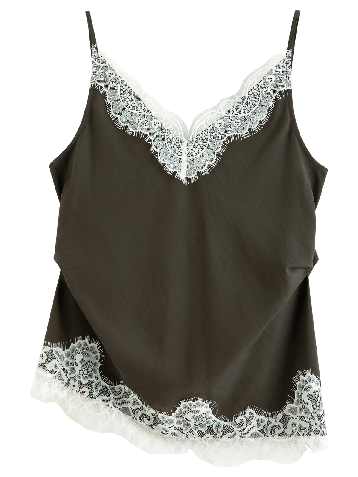 FSLE【Premium Series】Summer Women's Lace Trim Linen Blend Camisole, Waist-Cinching Layering Top for Romantic Everyday Chic Style