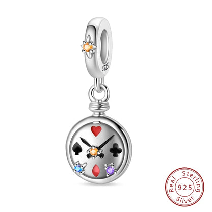 NEW 925 Sterling Silver Fashion Tarot Pendants Mysterious Spirit Snake Skull Rose Charms Beads Fit Qikaola Bracelets DIY Jewelry