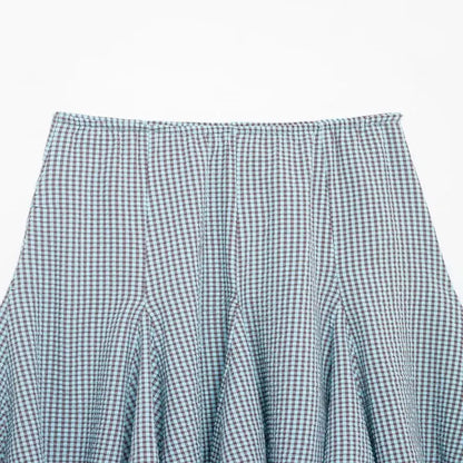 Low Waist Plaid  Cloth Half Skirt Spring New Arrival Women's Fashion Gingham Design Loose Fit Midi Skirt
