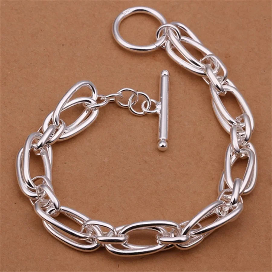 Wholesale for Men Women Chain Silver Color Bracelets Noble Wedding Gift Party Fashion Jewelry Christmas Gifts