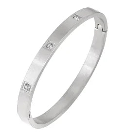Stainless Steel With Zirconia Bracelet Bangle Simple Jewelry