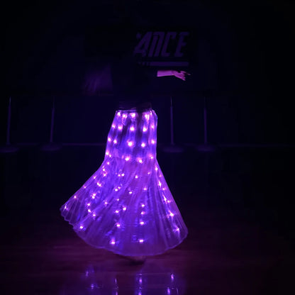 Ruoru Led Skirt Women Belly Dancing Light Up Skirt Long Tutu for Girls Festival Rave Accessories Dance Light Up Props Carnival