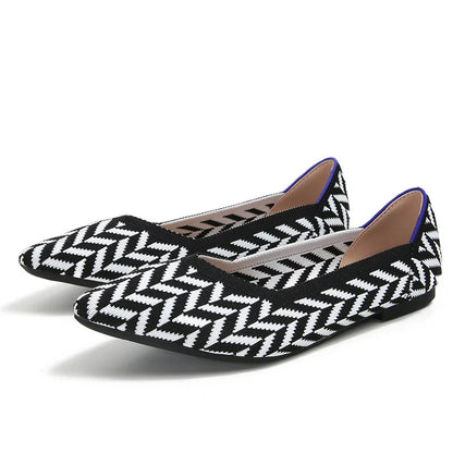 Women's flat shoes 2025 new fashionable patterns with various beautiful colors knitted breathable shoes