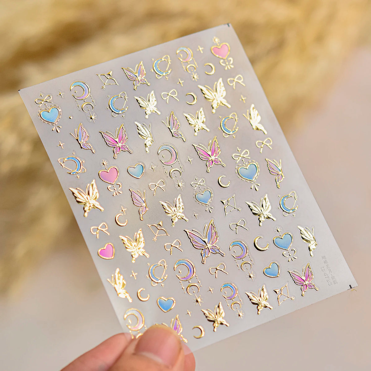 Red Butterfly 5D Nail Sticker Nail Art Decoration Spring Flowers Nail Art Decal Relief Sticker Press on Nails