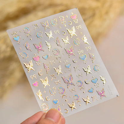 Red Butterfly 5D Nail Sticker Nail Art Decoration Spring Flowers Nail Art Decal Relief Sticker Press on Nails