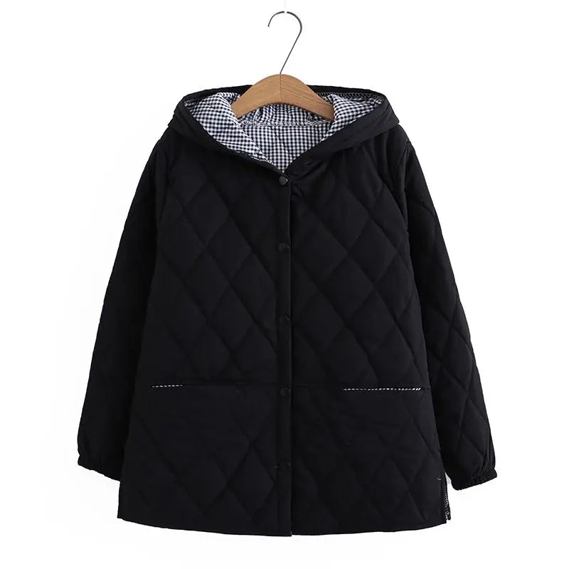 Oversized 7XL Cotton Jacket For Women's Autumn Winter Loose Casual Hooded Coat Female Thicken Cotton-padded Parkas Overcoat