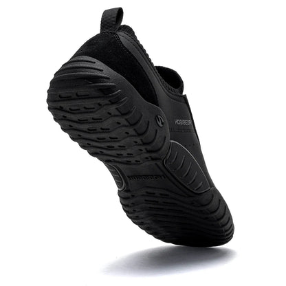 HOBIBEAR Wide Toe Box Sneakers for Men Women Minimalist Artificial Leather Walking Shoes Lightweight Lace Up Casual Sneakers