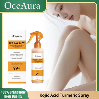 Foot Peeling Spray Improve Rough Moisturize Smooth Heel Back Body Exfoliating Serum Turmeric Kojic Acid Skin Brightening Essence