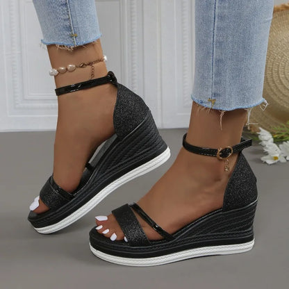 2024 New Summer Women Wedges Sandals Fashion Solid Color Shoes for Women High Heels Platform Designer Sandals Zapatos De Mujer
