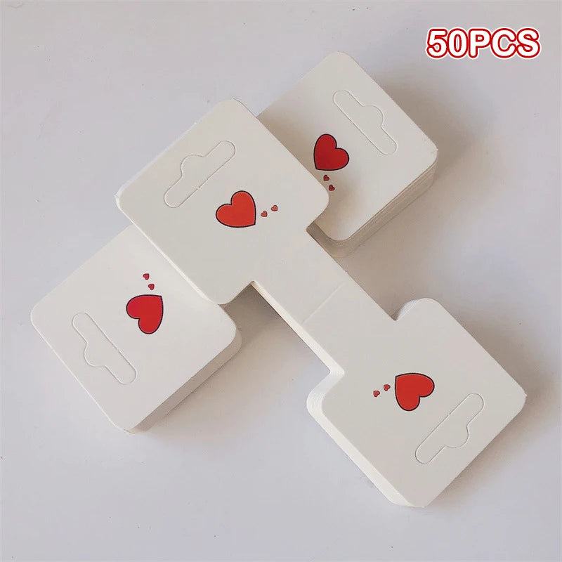 50PCS White Hairpin Card Trinket Packaging Hair Display Cardboard Hair Clip