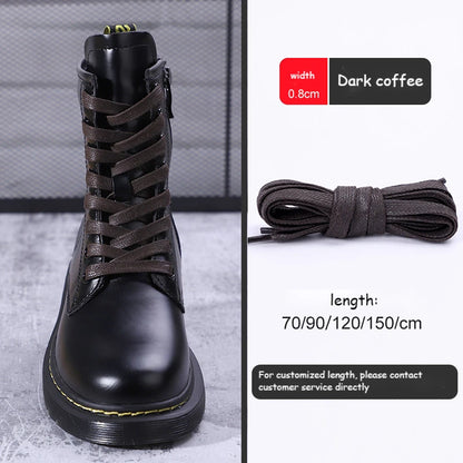 1 Pair Shoelaces 0.8 CM Waxed Cotton Width Flat Waterproof Shoe Laces Unisex Boots Casual Sneakers Shoelace Leather Shoe Lace