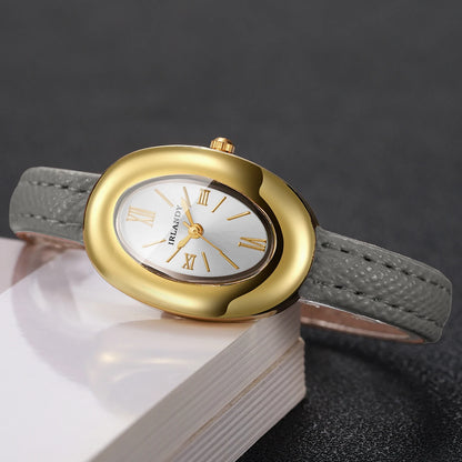 Fashion Oval Dial Women Watches Ultra-thin Leather Strap Quartz Watch for Ladies Clock Relogio Feminino Gift（Without Box）