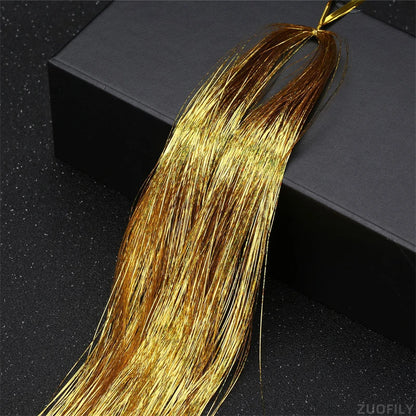 Laser Holographic Hair Tinsel Extensions Rainbow Metallic Shiny Glitter Hair Strand Sparkly Synthetic Hair for Braiding Festival