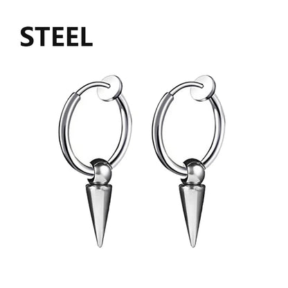 2PC Punk stainless steel Small Hoop Earrings for Men and Women Gothic Cross Ear Ring Pop Hip Hop Piercing Ear studs Jewelry