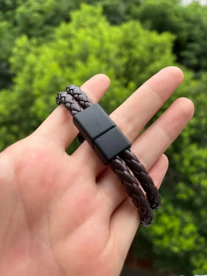 Trendy Leather Bracelets Men Stainless Steel Braided Rope Bracelets For Male Bracelets Jewelry