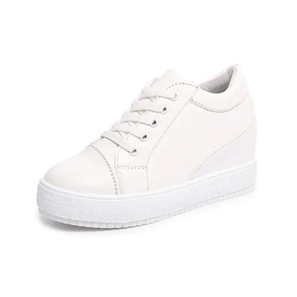 2024 White Hidden Slope Heel Casual Sports Shoes Women's Spring Sports Shoes High Platform High Heel Vulcanized Shoes