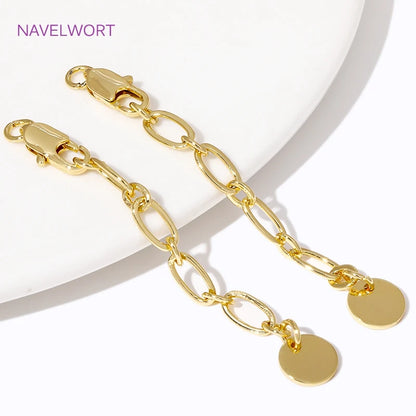 1/3/5Pcs/Lot 18K Gold Plated Round Extension Chain For Jewelry Making,Brass Extended Tail Chain DIY Necklace Accessories