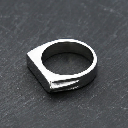 Fashion 316L Stainless Steel Simple Rings For Men Women Punk Hip Hop Square Band Flat Top Signet Ring Charm Party Jewelry Gifts
