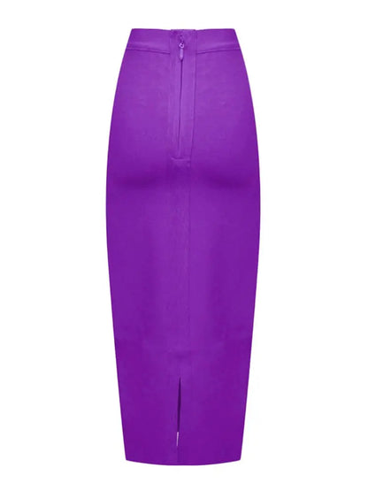 BEAUKEY Sexy Blue Mid Calf HL Bandage Pencil Skirt Long Bodycon Women Stretchable Split Skirt Wholesale XL Red Lady Skirts