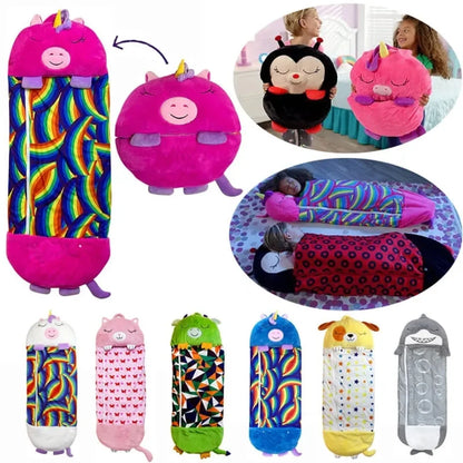 Cartoon Kids Sleepsacks Plush Sleeping Bag with Pillow for Boys & Girls Baby Animal Sleep Sack with Doll Pillow for Birthday