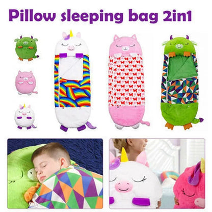 Cartoon Kids Sleepsacks Plush Sleeping Bag with Pillow for Boys & Girls Baby Animal Sleep Sack with Doll Pillow for Birthday