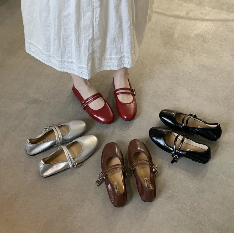 Female Shallow Luxury Fashion Buckle Strap Footwear New In 2026 Ladies Flats With Shoes Flats Mary Janes Shoes