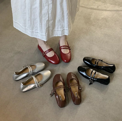 Female Shallow Luxury Fashion Buckle Strap Footwear New In 2026 Ladies Flats With Shoes Flats Mary Janes Shoes