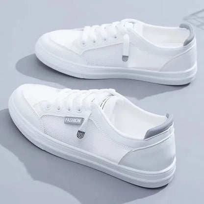 Fashion Women Sneakers Vulcanize Shoes Spring Autumn Casual White Shoes Breathable Flats Solid Color Mesh Shoes Young Woman