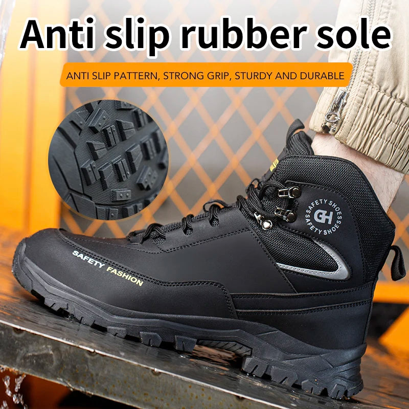 Construction Safety Shoes Men Waterproof Work Boots Anti-smash Steel Toe Shoes Puncture-Proof Indestructible Shoes Safety Shoes
