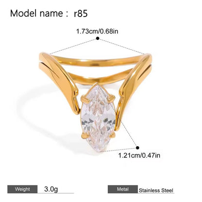 2026 Simple Stainless Steel Rings For Women Gold Color Smooth Geometric Open Rings Arc Rings Diamonds Jewellery Ring Gift